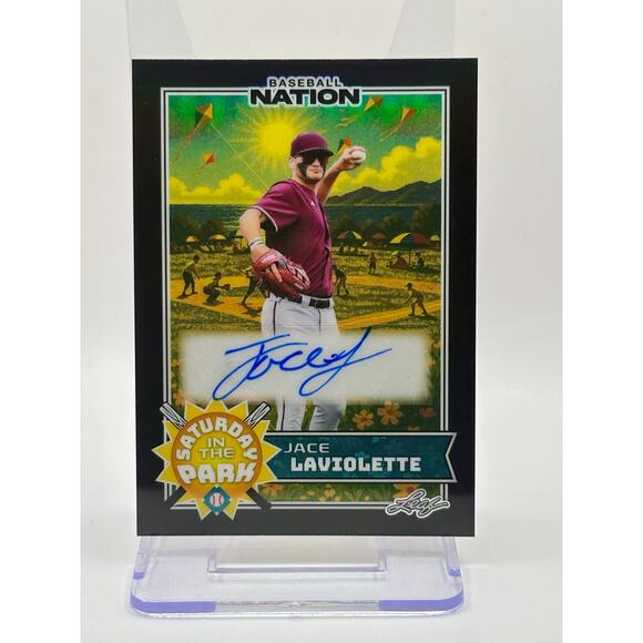2025 Leaf Baseball Nation Jace Laviolette Saturday in the Park Black Auto 1/1 SP - Picture 1 of 2
